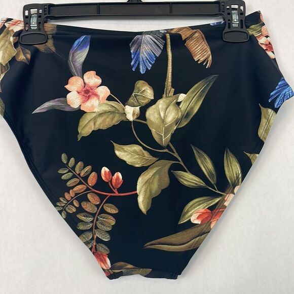 Cupshe Black Floral/ Tropical Print Swim Bikini Bottoms. Size Medium. NWT. - Picture 6 of 12
